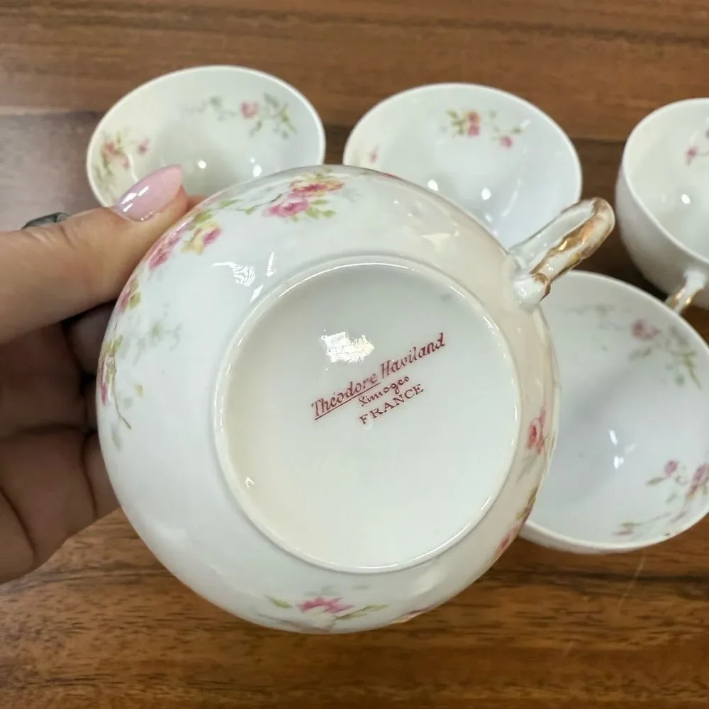 Antique Theodore Haviland Limoges Schleiger 150 Rose Cup Pink Flowers